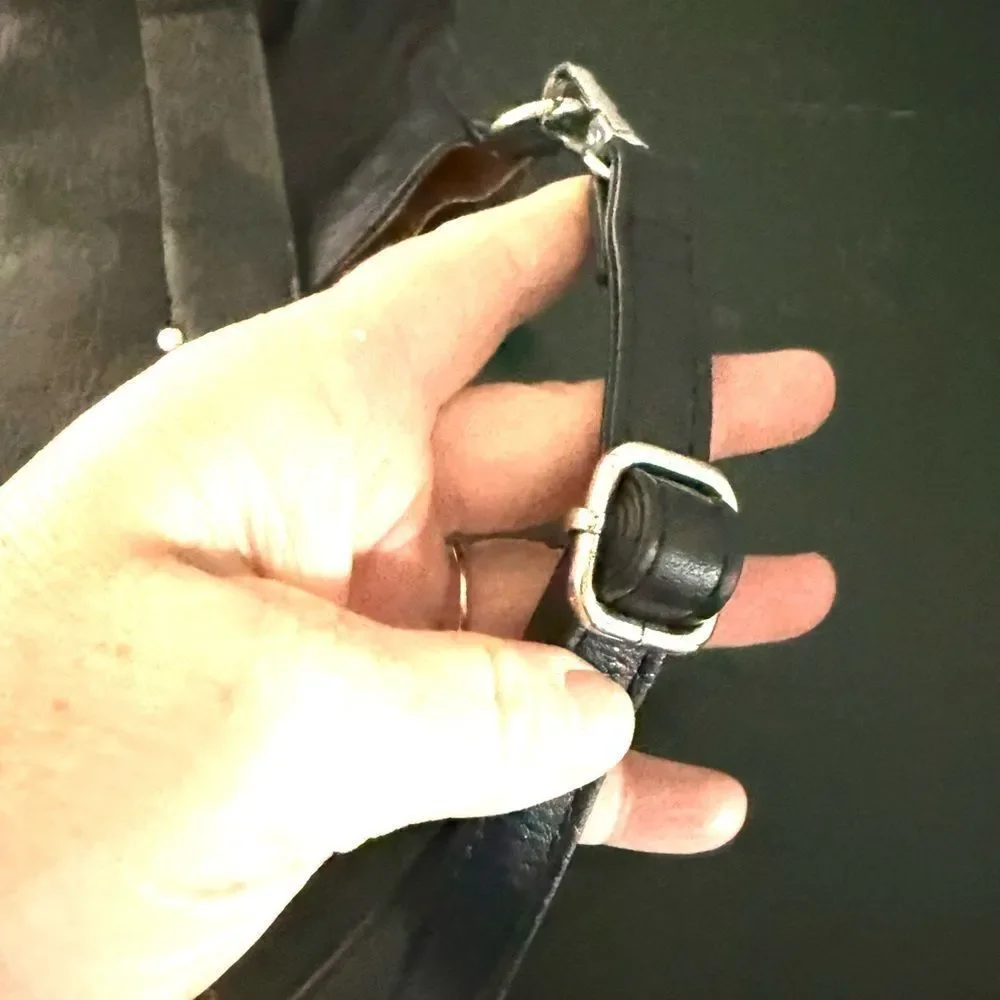 Matthew + Julian Satchel Bag Pockets Zip Lined Black Roomy Soft Classic Chic EUC